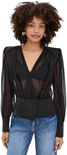 L'AGENCE Women's Yan Front Wrap Blouse | Amazon (US)