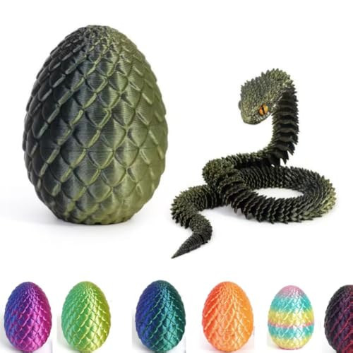 LFRNZS 3D Printed Snake with Egg, Desktop Toy, 3D Printed Dragon Egg,Easter Egg,3D Animals, Articulated 3D Printed Snake, Home Office Decor ，Gift (Bronze Snake) | Amazon (US)
