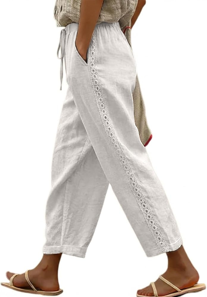 Acelitt Women Casual Lightweight Drawstring Elastic Waist Pants with Pockets, S-XXL | Amazon (US)