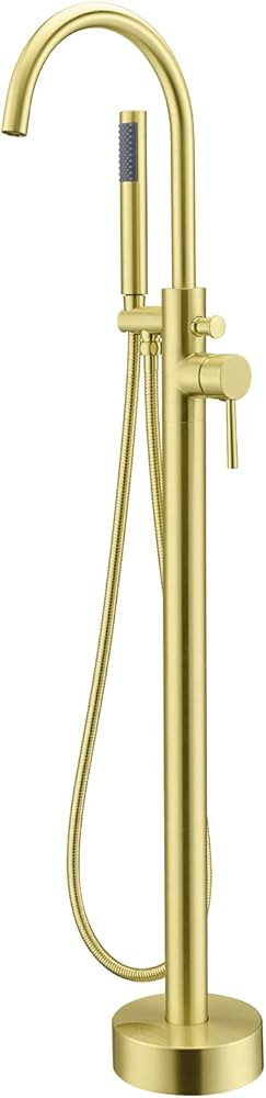 Artiqua Freestanding Bathtub Faucet Tub Filler Brushed Gold Single Handle Floor Mounted Brass Fau... | Amazon (US)