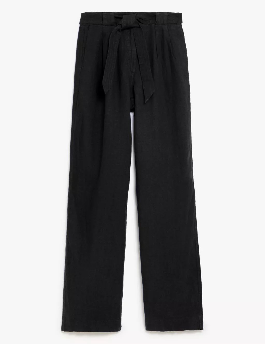 Pure Linen Belted Wide Leg Trousers | Marks & Spencer (UK)