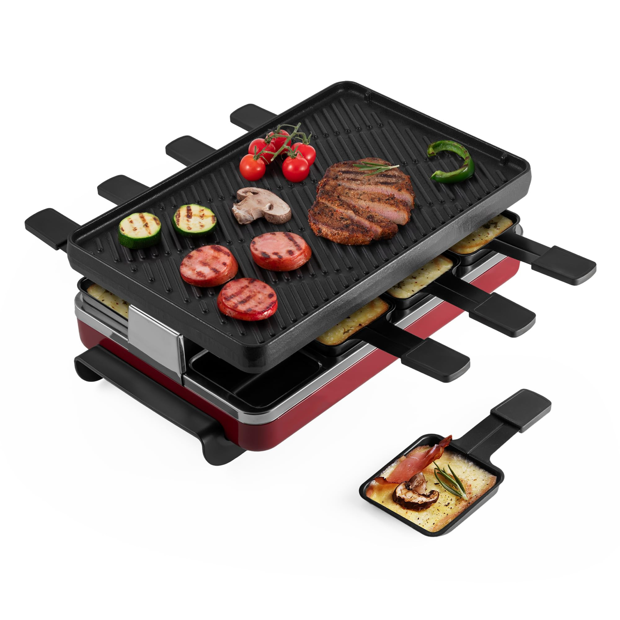 Swissmar Classic 8-Person Raclette Party Grill with Reversible Cast Iron Grill Plate/Crepe Top, I... | Amazon (US)