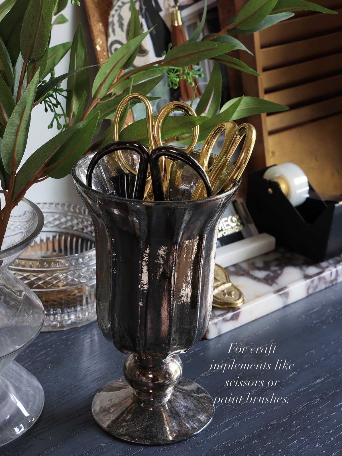 Small mercury vase for flowers, candles, craft implements like scissors, or office implements like scissors, pens, & pencils.

#LTKHome