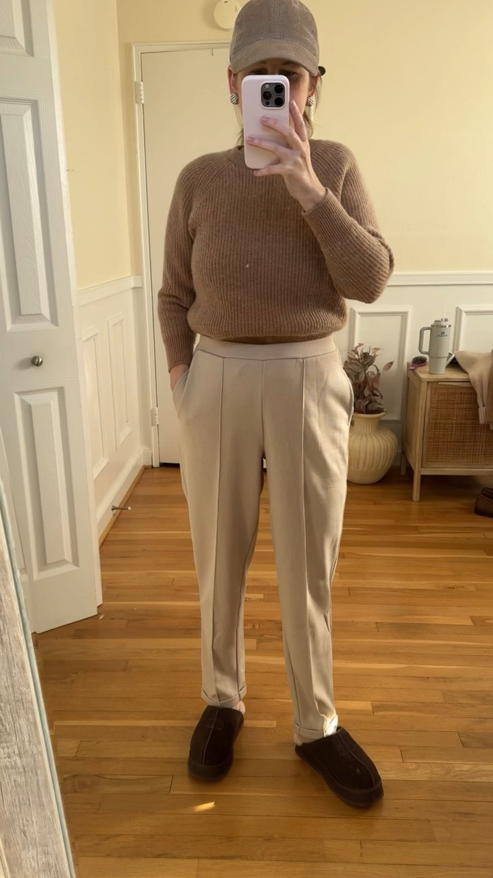 These beige jogger pants are super comfortable! I am normally between sizes, so I sized up one size to not worry about whether they’d shrink. I recommend doing that if you are between sizes too. I’m still carrying some baby weight in my stomach so sizing up helped ensure these are not tight. Perfect for travel too. The matching top is linked under exact but it is not the sweater I’m wearing! 

#LTKfindsunder100 #LTKtravel #LTKSeasonal