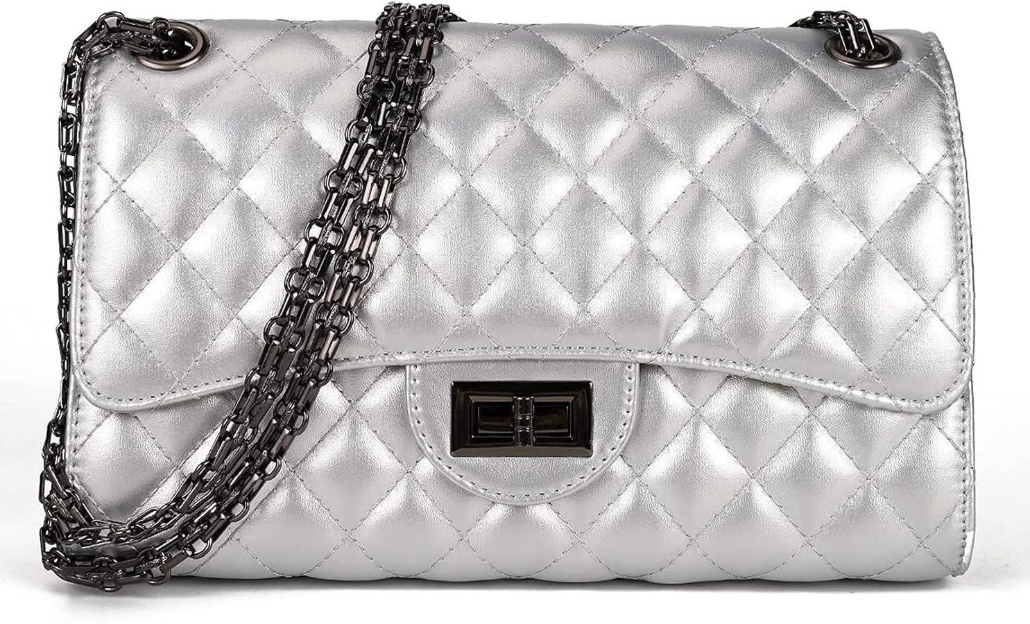 Quilted Crossbody Bags for Women Leather Ladies Shoulder Purses with Chain Strap Stylish Clutch P... | Amazon (US)