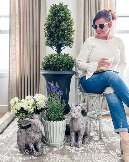 All the things for summer on my new porch—the prettiest neutral outdoor rug, large and small planters, the best outdoor plants and flowers and the cutest bunny decor, What are you putting on yours?

#LTKfindsunder50 #LTKSeasonal #LTKhome