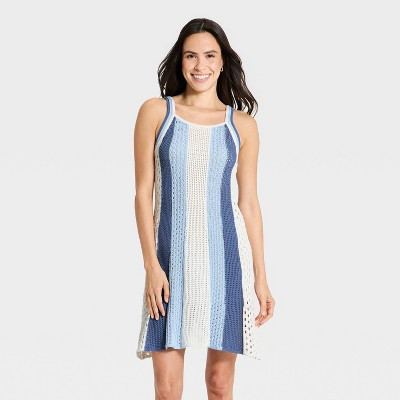 Women's Mini Sweater Dress - Universal Thread™ Blue Striped XS | Target