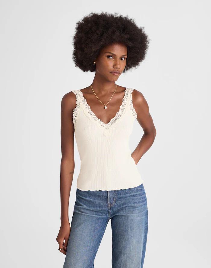 Lace-Trim V-Neck Tank | Madewell