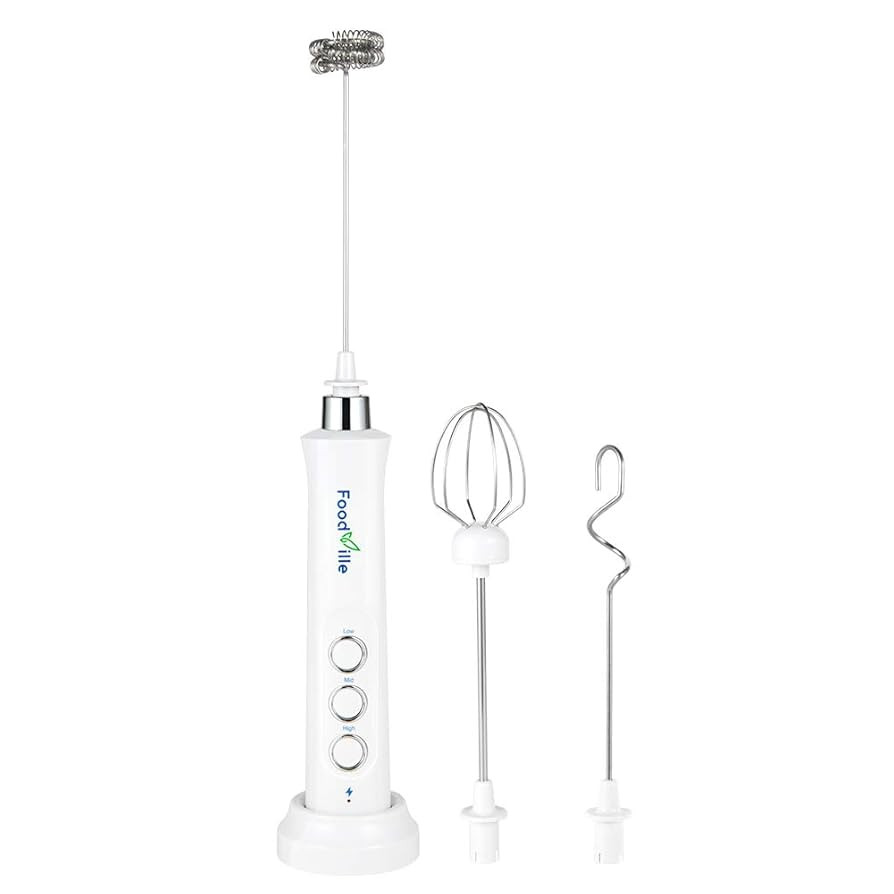 MF09 3 in 1 Rechargeable Milk Frother Handheld Foam Maker with Charging Stand & 3 Stainless Steel... | Amazon (US)
