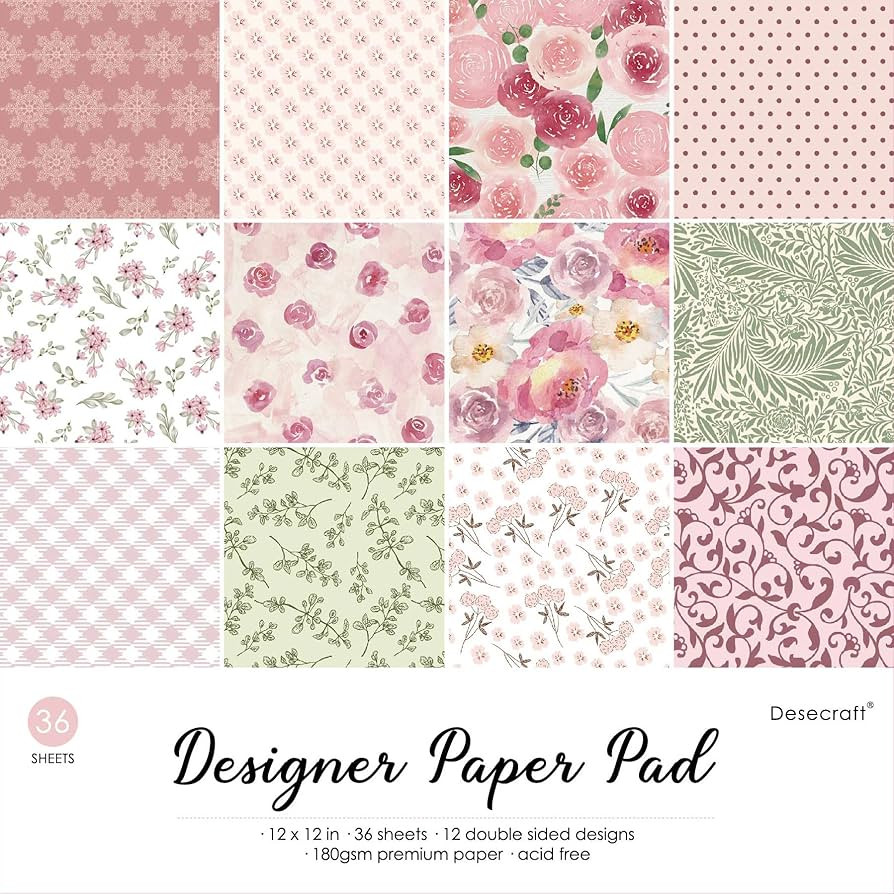 Spring Vintage 12x12 in Double Sided Paper Pad Pack Scrapbook Cardstock Decorative Paper - 36 She... | Amazon (US)