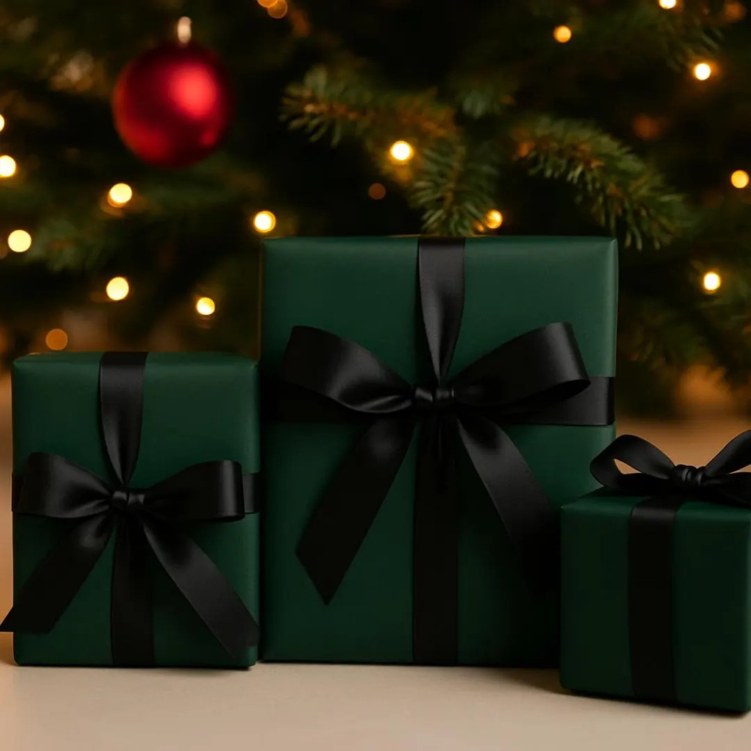 Elegant Dark Green Christmas Wrapping Paper Matte Holiday Gift Wrap Minimalist Traditional Stylis... | Etsy (US)