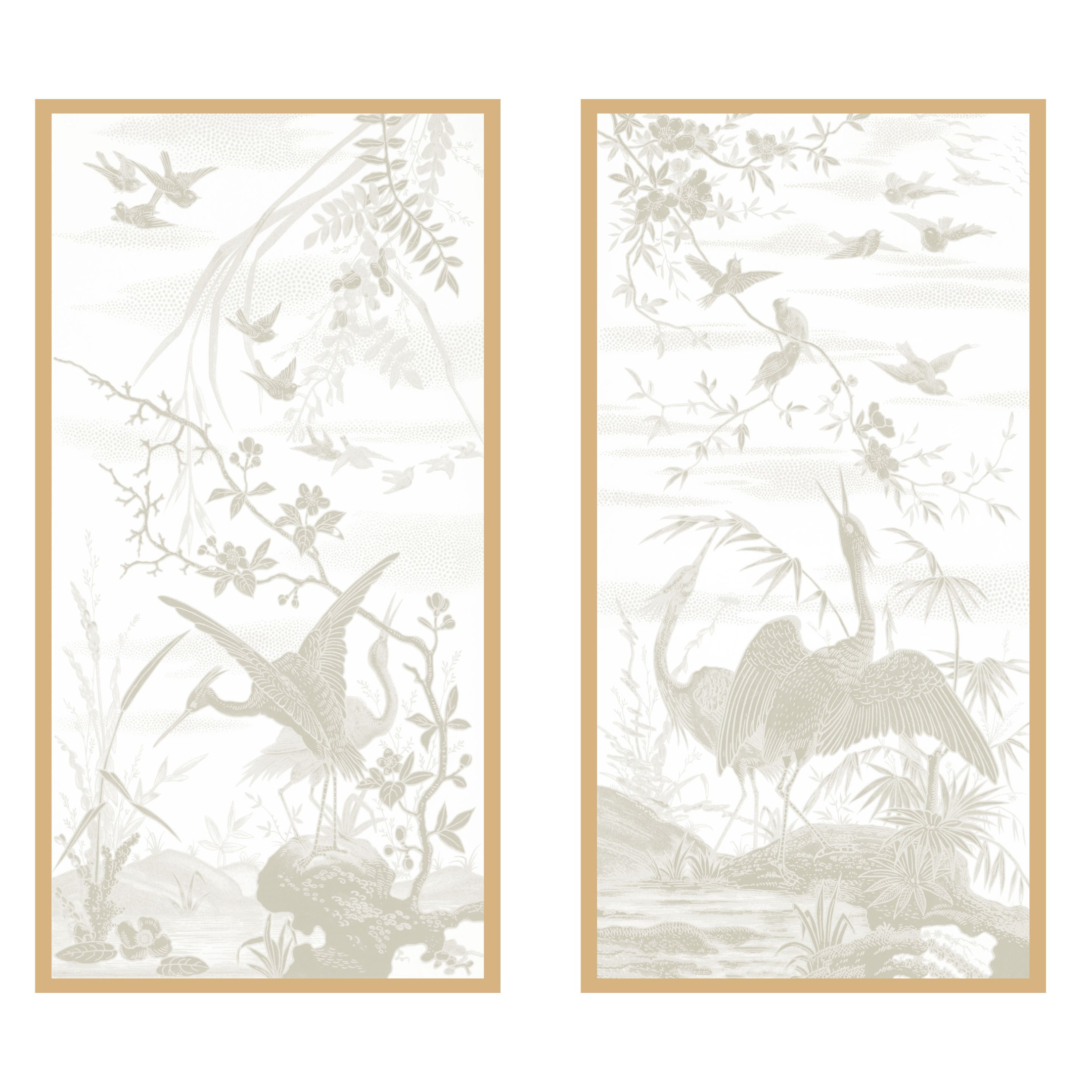 Crane Bird Panel Pair | Urban Garden Prints