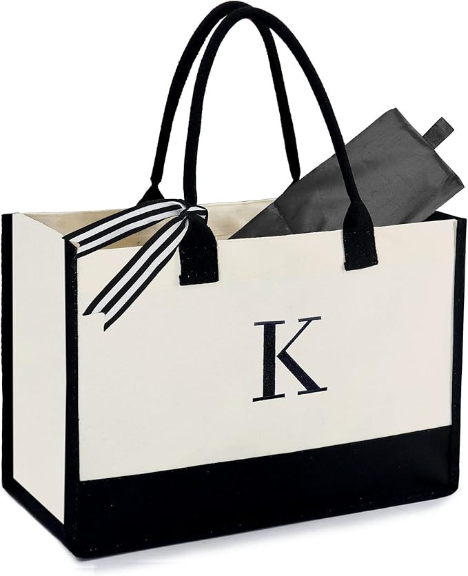 BeeGreen Teacher Appreciation Gifts Monogrammed Personalized Beach Tote Bag For Women 13oz Canvas... | Amazon (US)