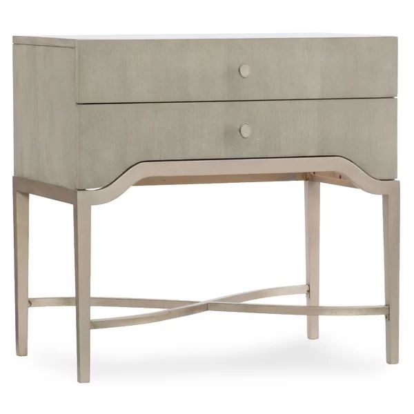 Elixir 2 - Drawer Solid Wood Nightstand in Serene Gray Beige | Wayfair North America