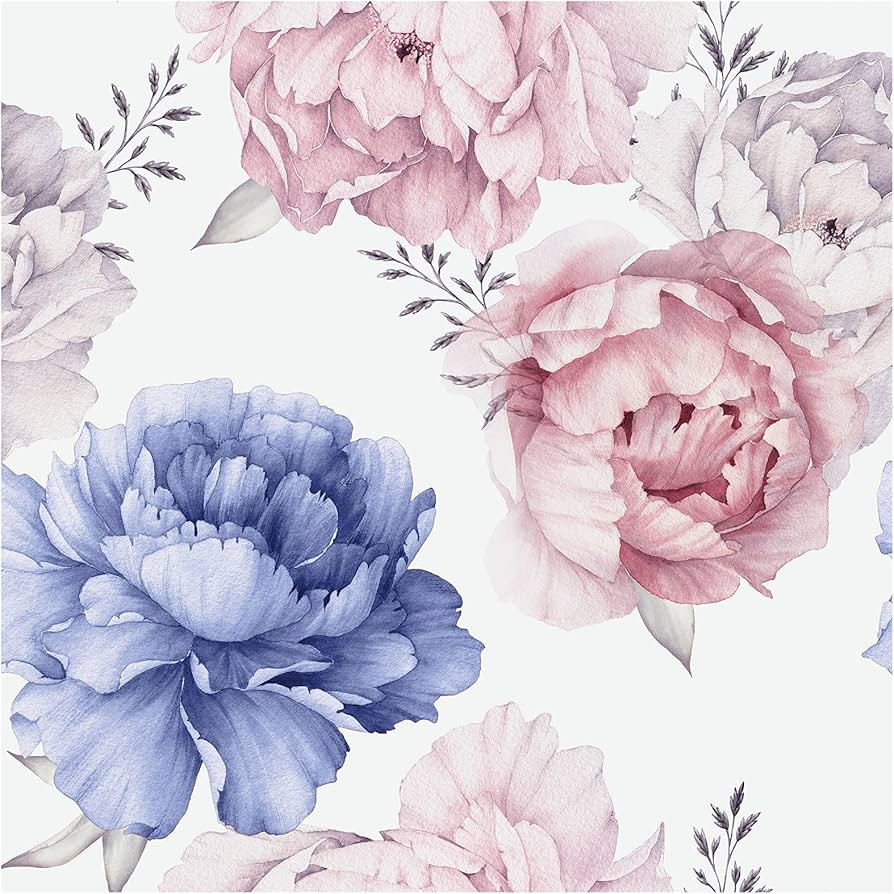 HAOKHOME 93127 Vintage Peel and Stick Peony Floral Wallpaper for Bedroom Pink/Purple/White Remova... | Amazon (US)