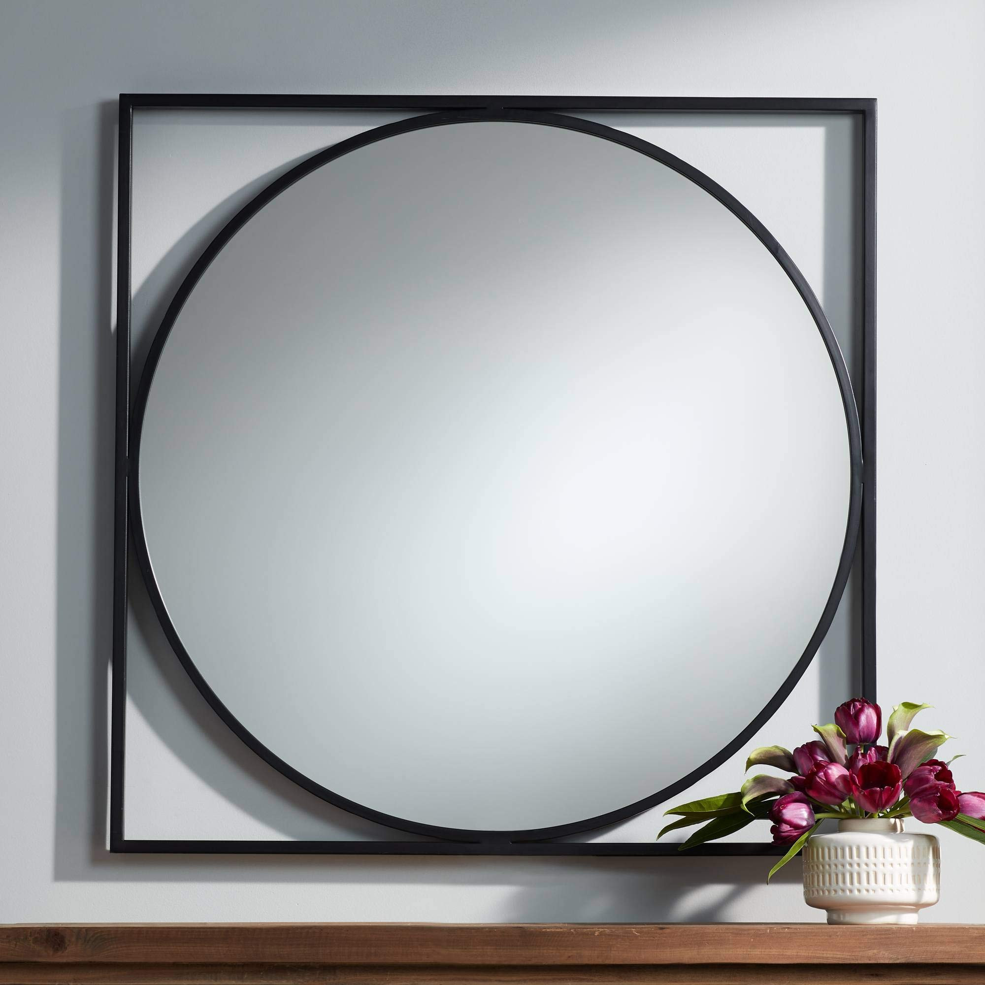 Uttermost Revel Square Vanity Decorative Wall Mirror Modern Minimalist Matte Black Metal Double-F... | Amazon (US)