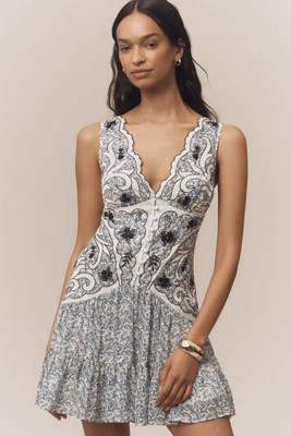 By Anthropologie V-Neck Printed Mini Dress | Anthropologie (US)
