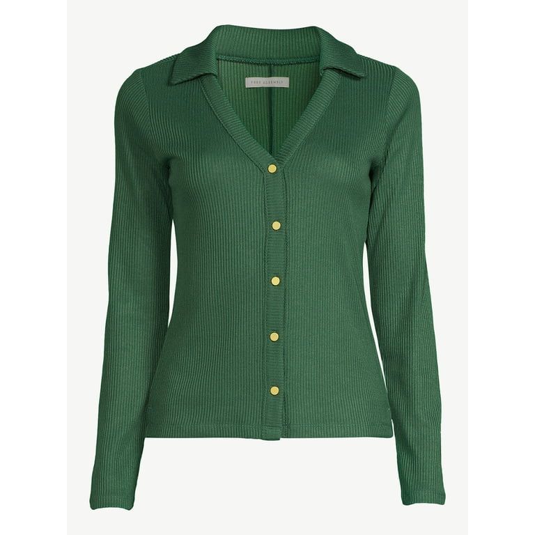 Free Assembly Women's Open V-Neck Collared Cardigan, Lightweight - Walmart.com | Walmart (US)