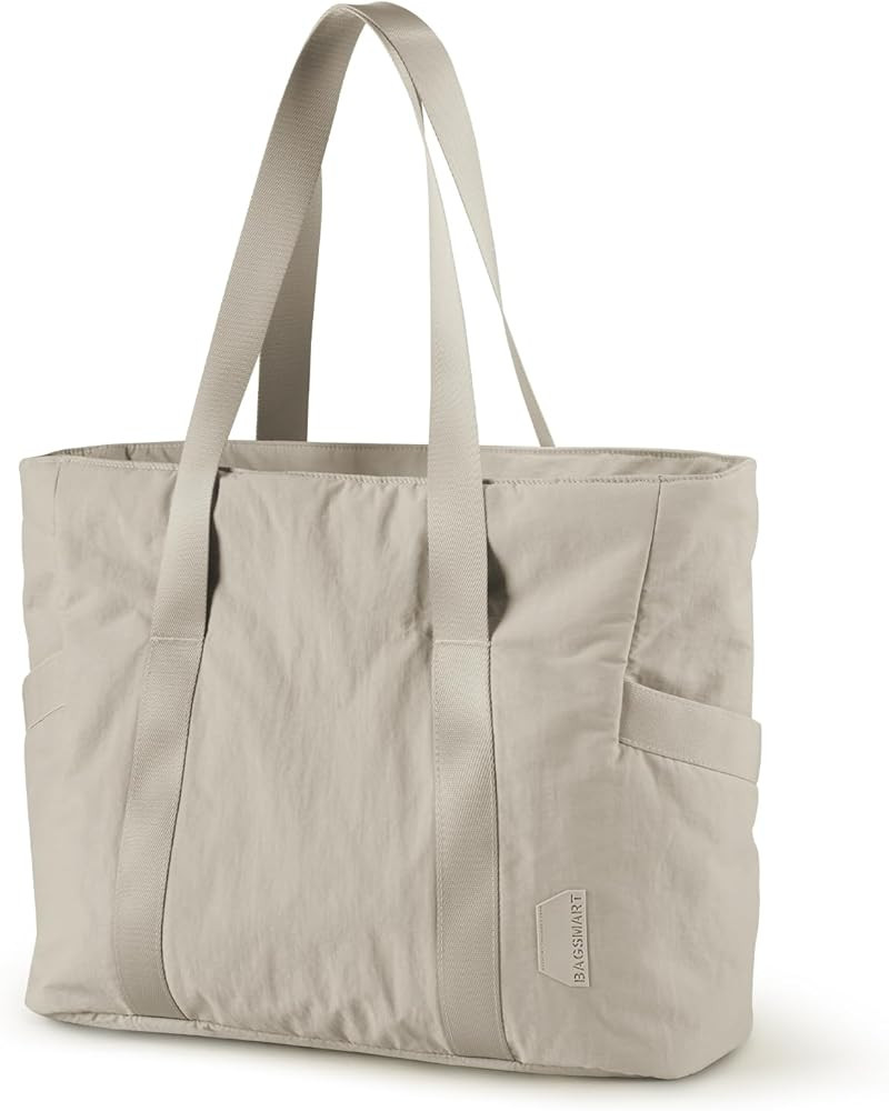 BAGSMART Women Tote Bag with Zipper, Laptop Travel Tote diaper Gym Tote Yoga Bag with Yoga Mat Bu... | Amazon (US)