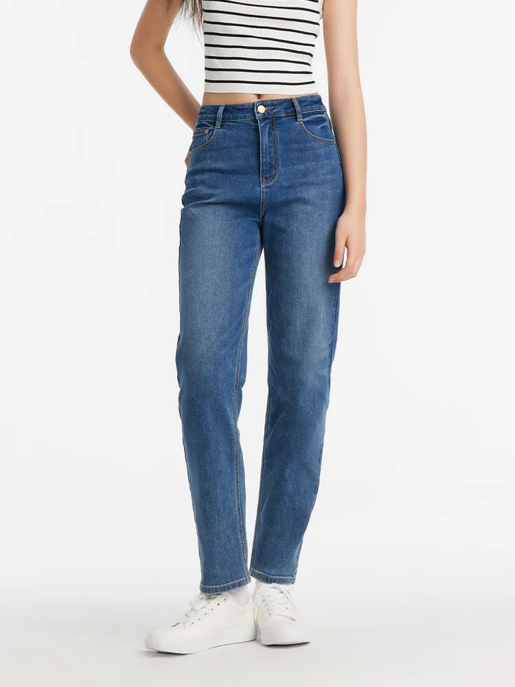 Denim Tapered Women Jeans | GOELIA