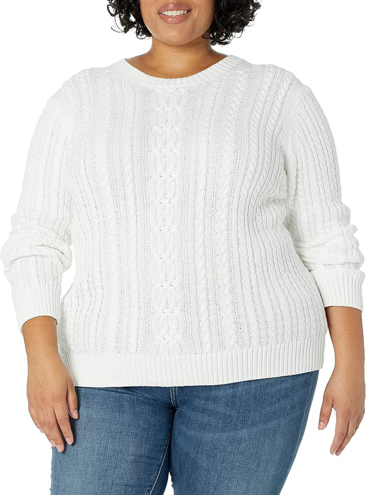 Amazon Essentials womens Fisherman Cable Crewneck Sweater | Amazon (US)