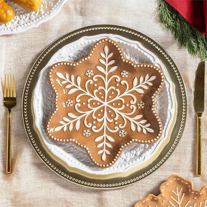Embossed Gingerbread Snowflake Ceramic Salad Plate, 9" by Evergreen | Amazon (US)