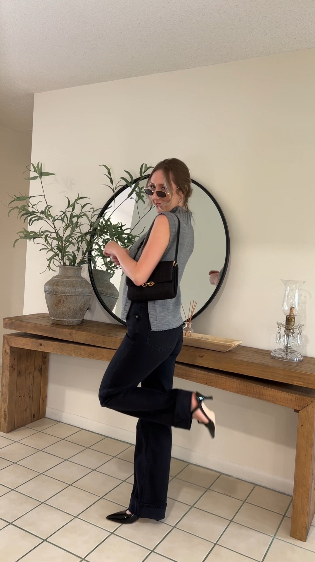 Casual fall outfit 
Grey and black 
Knit turtle neck 
Cut out sides 
Short sleeve knit 

#LTKxPrimeDay #LTKFindsUnder50 #LTKVideo