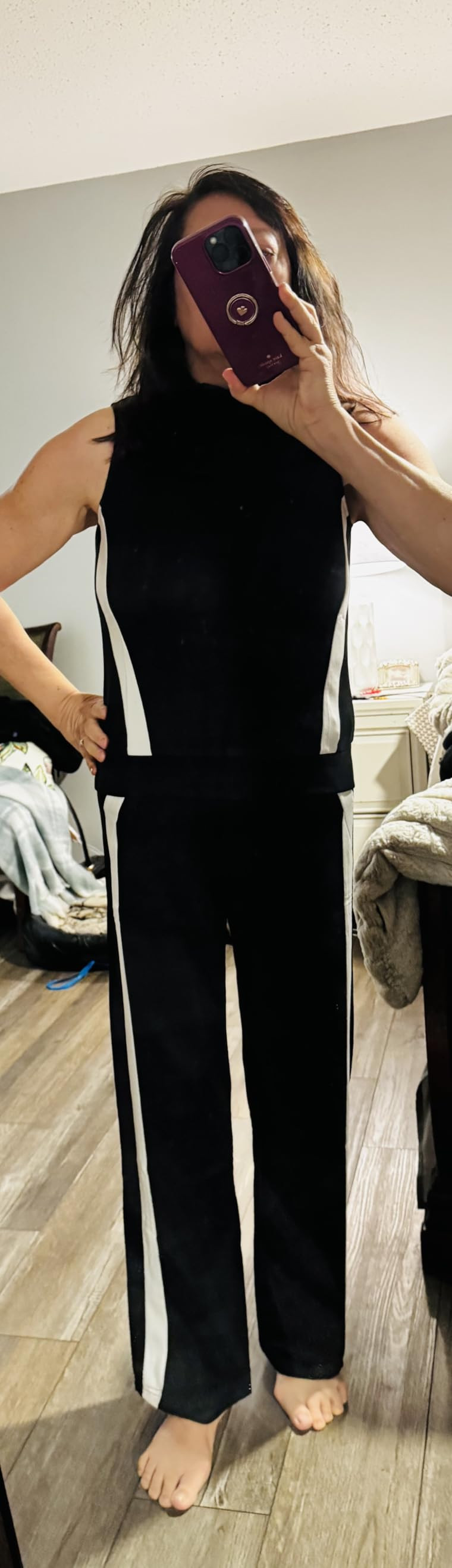 XIEERDUO Two Piece Sets for Women Summer Outfits Travel Mock Neck Lounge Sets Wide Leg Pants Beac... | Amazon (US)