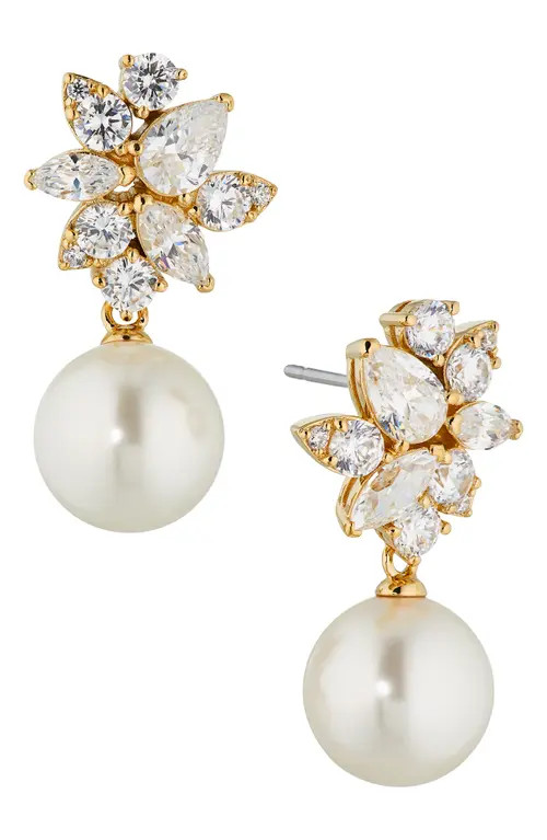 Nadri Chiara Imitation Pearl Drop Earrings in Gold at Nordstrom | Nordstrom