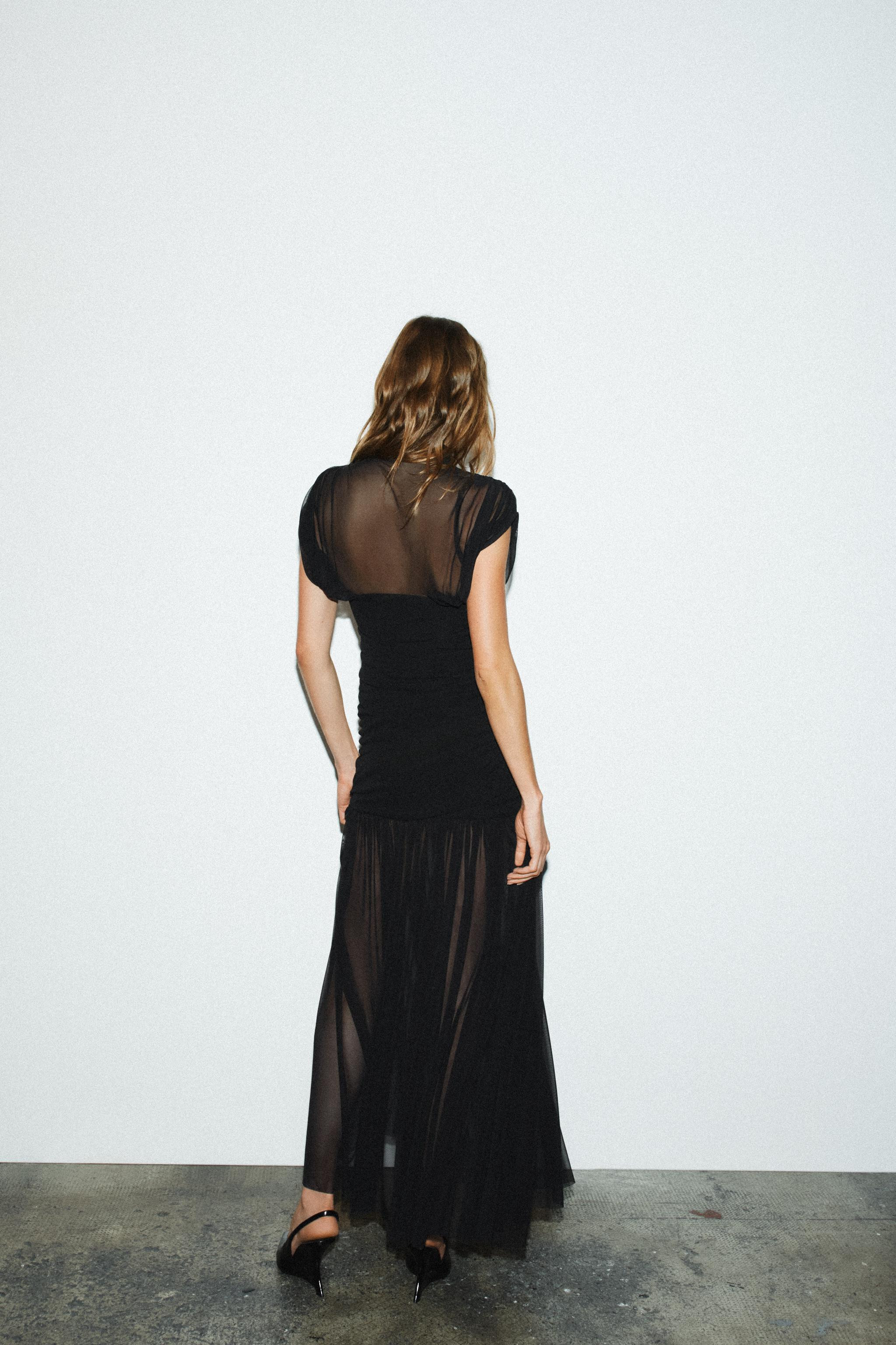 COMBINED DRAPED MIDI DRESS | Zara US