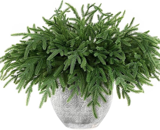 16 PCS 18 Inches Artificial Christmas Norfolk Pine Branches, Natural Touch Norfolk Faux Greenery ... | Amazon (US)
