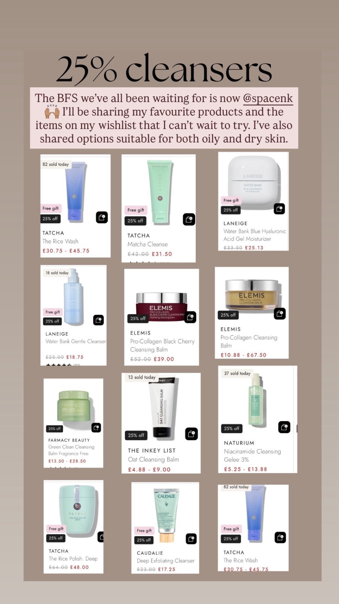 The BFS we’ve all been waiting for is now at Space NK! I’ll be sharing my favourite products and the items on my wishlist that I can’t wait to try. I’ve also shared options suitable for both oily and dry skin.

#LTKgiftguide #LTKCyberWeek #LTKfestive