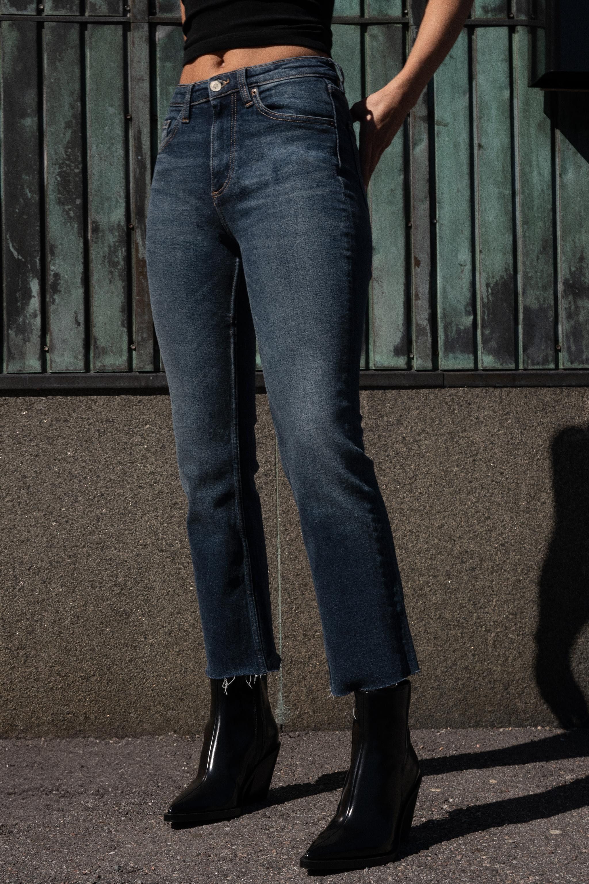 TRF HIGH-WAISTED CROPPED FLARE JEANS | Zara Canada