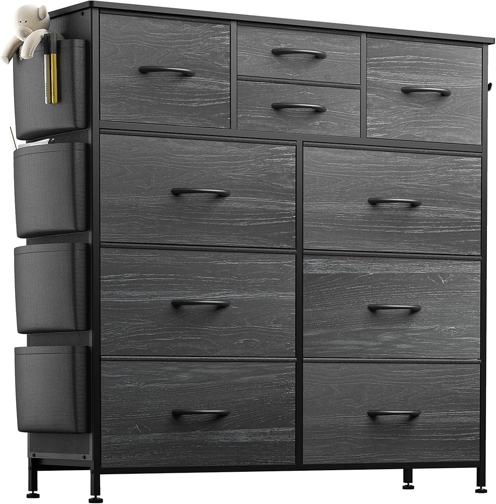 Lulive 10 Drawer Dresser, Chest of Drawers for Bedroom with Side Pockets and Hooks, Fabric Storag... | Amazon (US)