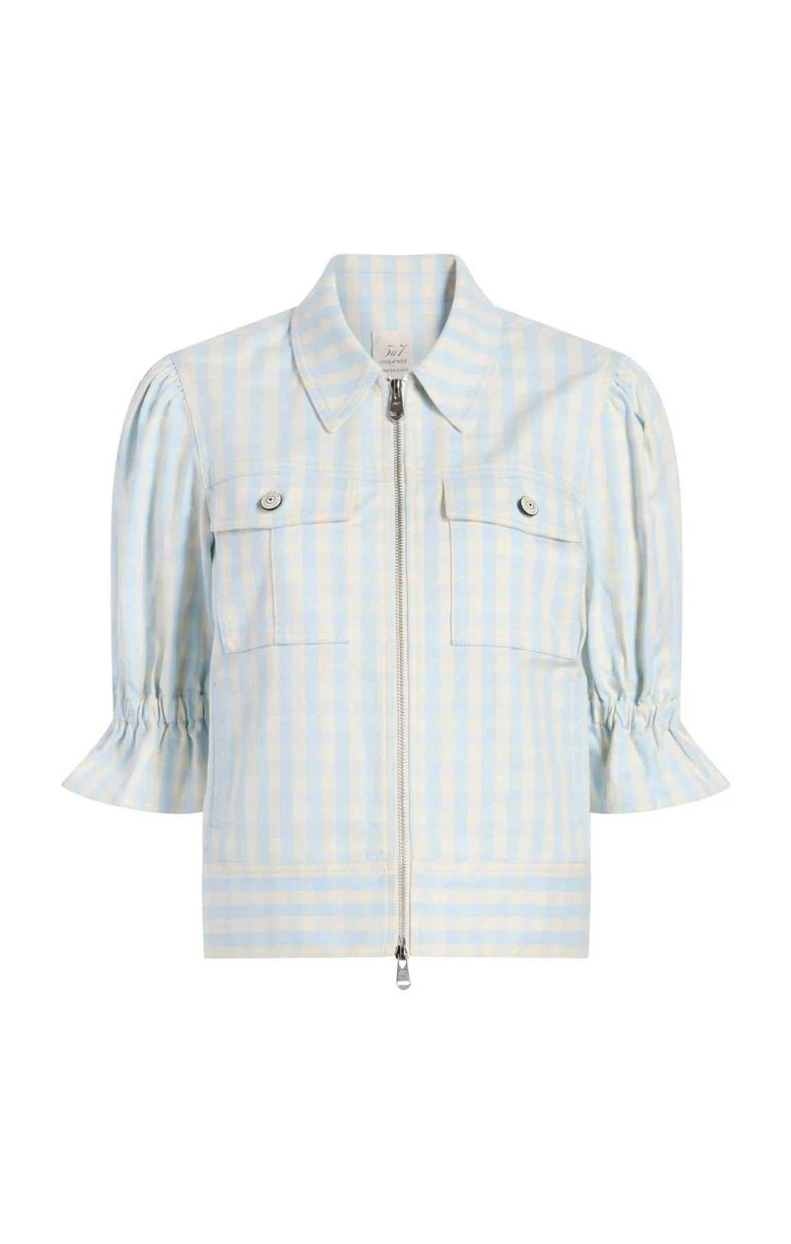 Gingham Denim Holly Jacket XXS / Morning Sky/light Plaster | Cinq à Sept