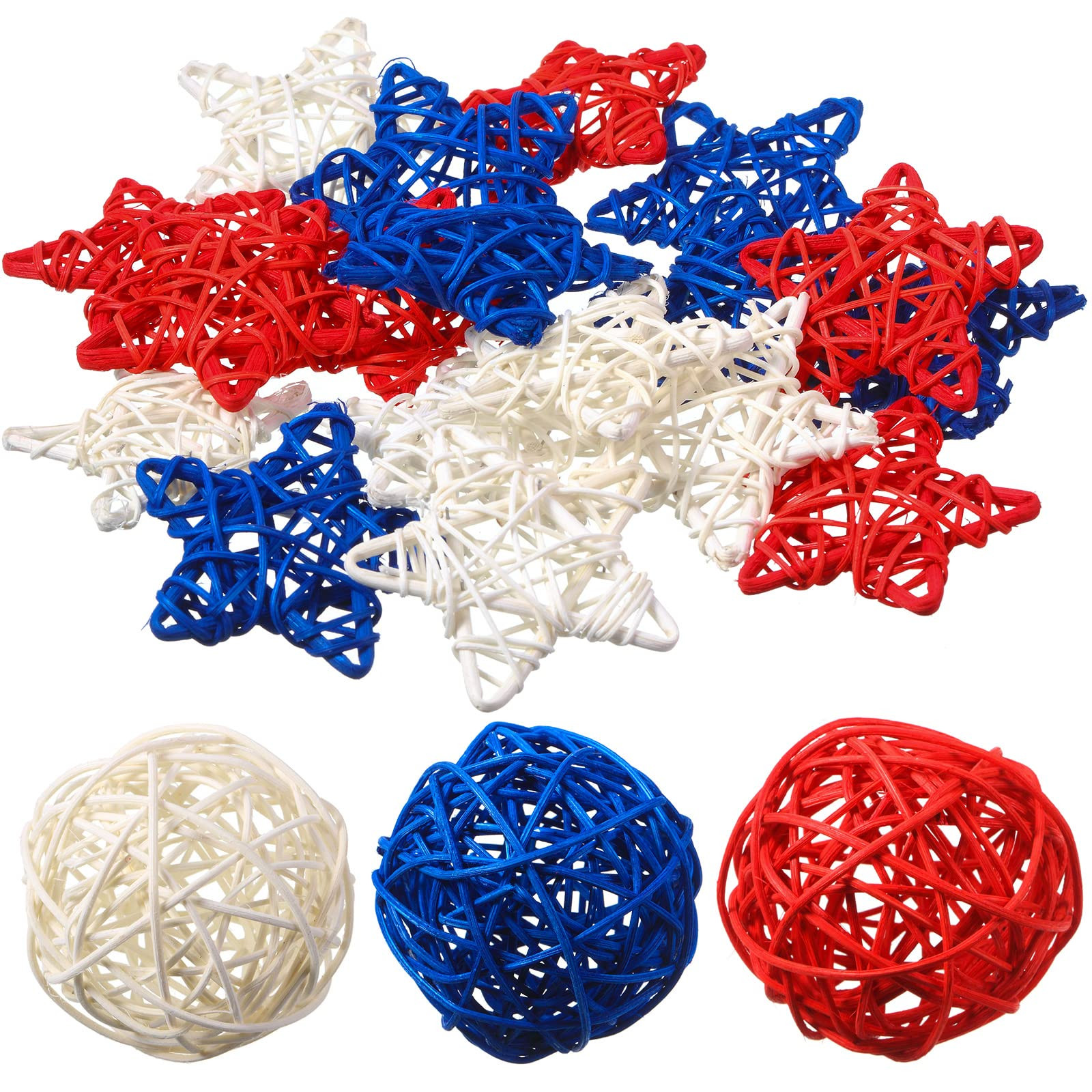 21 Pcs 4th of July Rattan Wicker Ball Decoration Rattan Balls Star Patriotic Ball Star Shaped Dec... | Amazon (US)