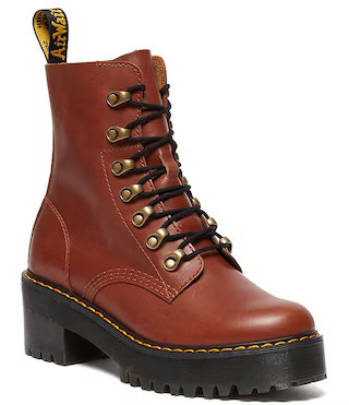 Dr. Martens Women's Leona Farrier Leather Platform Heel Combat Boots | Dillard's | Dillard's