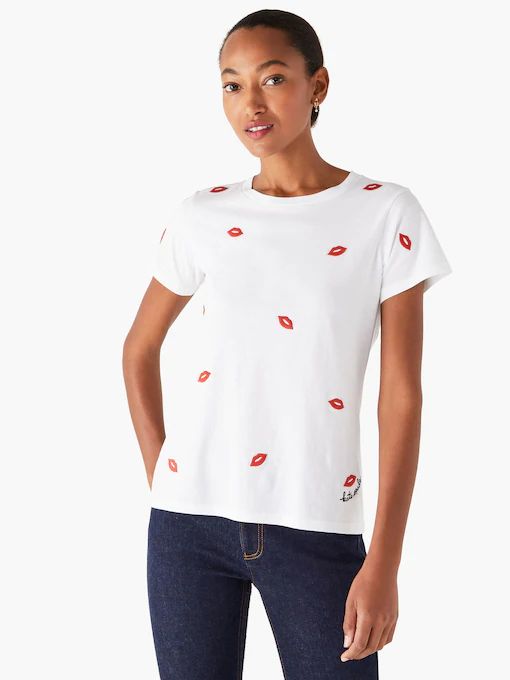 Embroidered Kisses Tee | Kate Spade Outlet