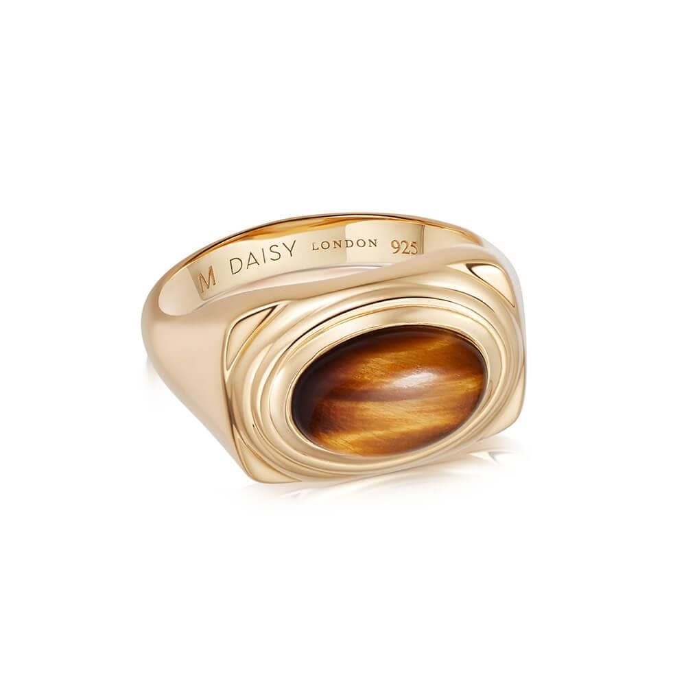 Tigers Eye Bold Ring 18ct Gold Plate | Daisy London Jewellery