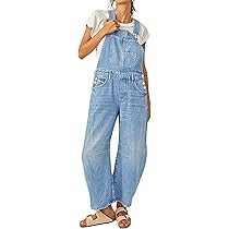 loveimgs Women Y2k Baggy Barrel Jeans Overalls Wide Leg Denim Pants Bib Overalls Jumpsuit Boyfrie... | Amazon (US)