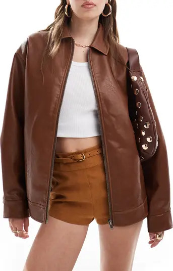 Miss Selfridge Oversize Faux Leather Bomber Jacket | Nordstrom | Nordstrom