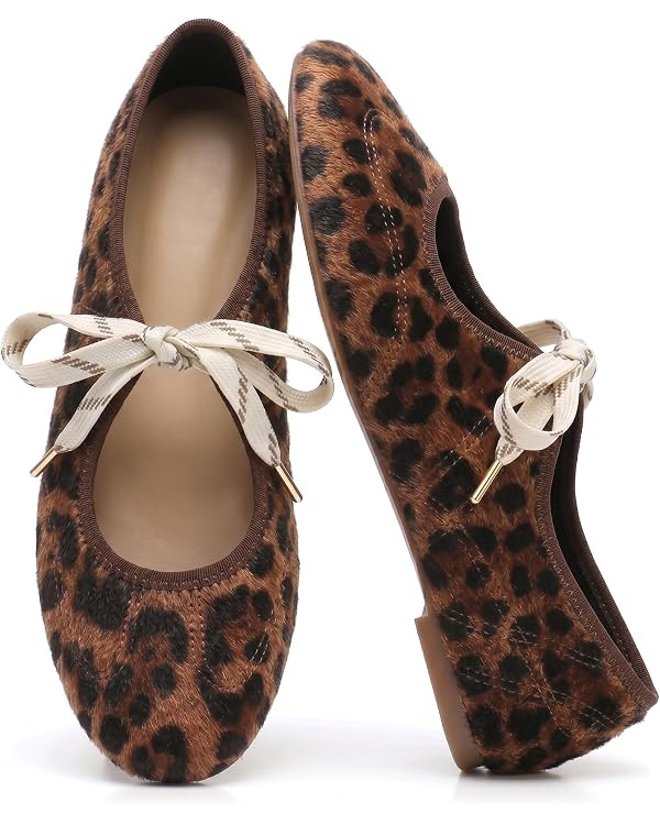 Lace up Round Toe Ballet Flats for Women Cute Slip on Soft Mary Jane Flats Casual Ballerina Shoes | Amazon (US)