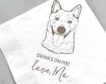 Dog Cocktail Napkins Dog Wedding Napkins Custom Pet Cocktail Napkins Customized Pet Napkins Golde... | Etsy (US)