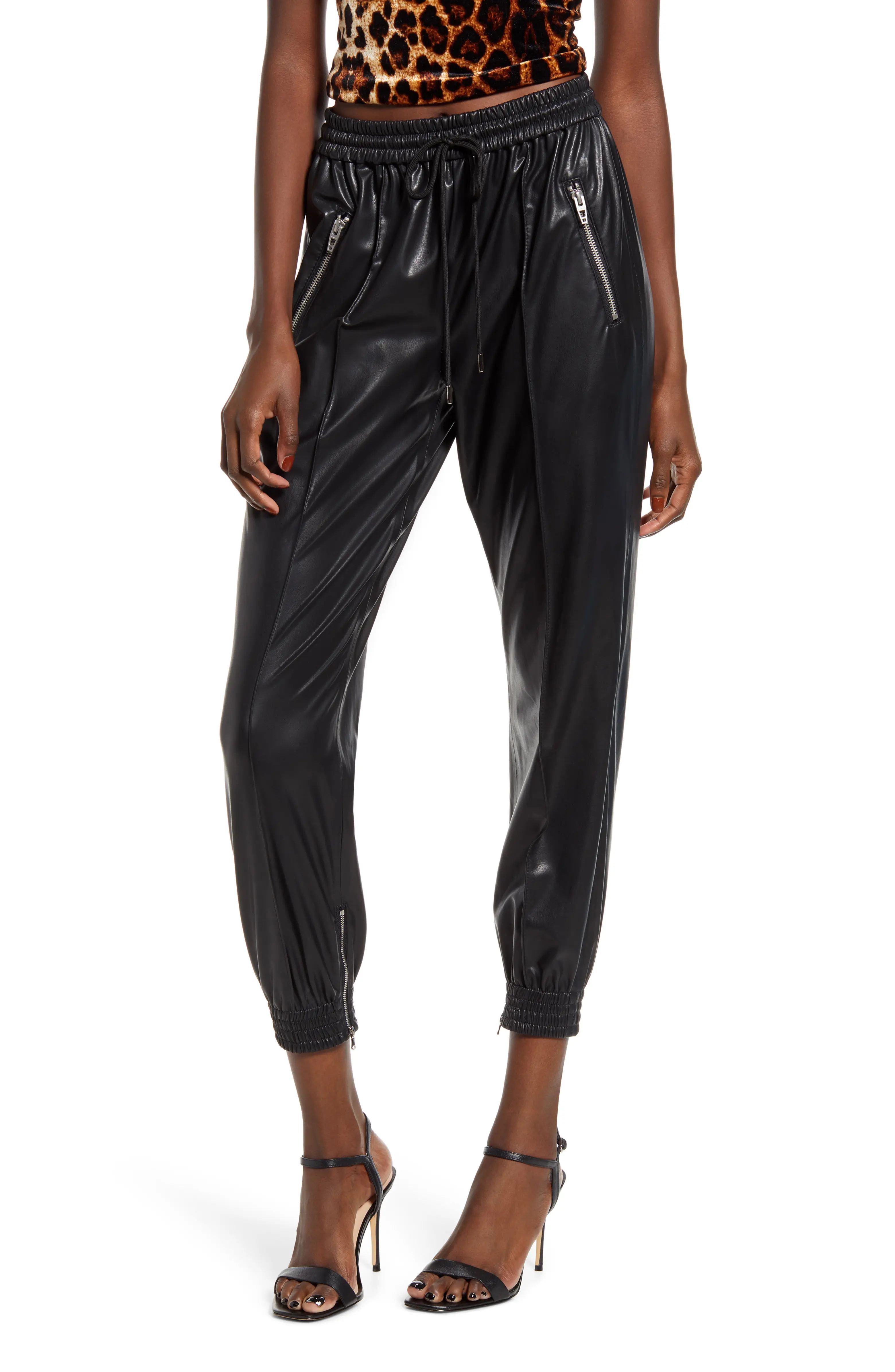Running Wild Faux Leather Track Pants | Nordstrom
