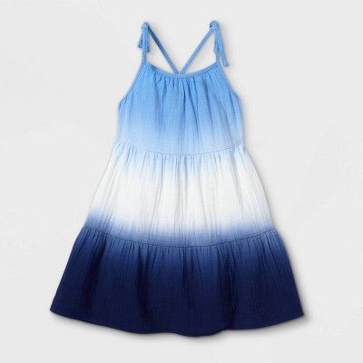 Toddler Girls' Tiered Dip-Dye Tank Dress - Cat & Jack™ Blue | Target