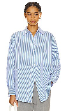 Favorite Daughter The Door's Always Open Ex Boyfriend Shirt in Provence Stripe from Revolve.com | Revolve Clothing (Global)