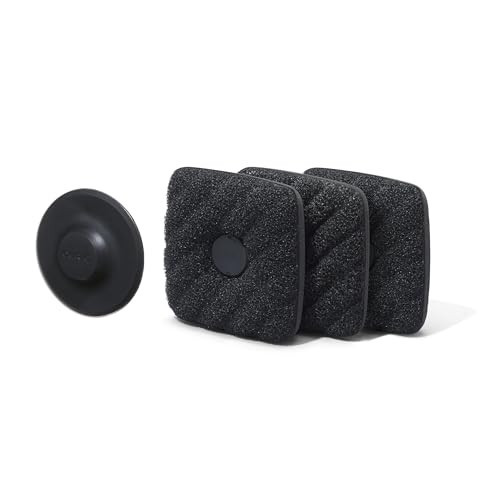 Curio Home Goods Ionic Non-Scratch Dish Sponges with Magnetized Holder, Odor Resistant Synthetic Scrub Sponges, 3 Pack, Black | Amazon (US)