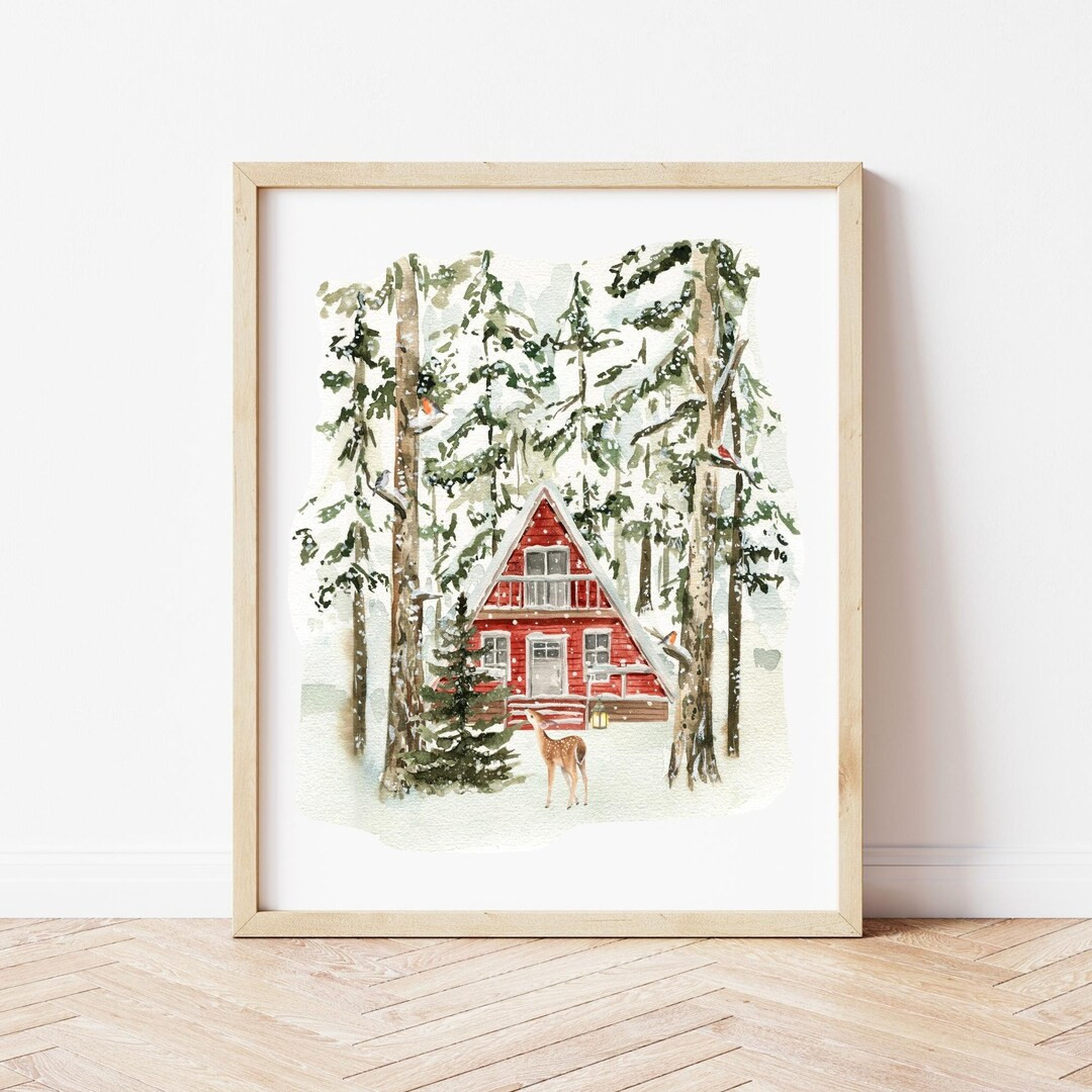 Winter Forest Print Holiday Wall Art Christmas Printable - Etsy | Etsy (US)
