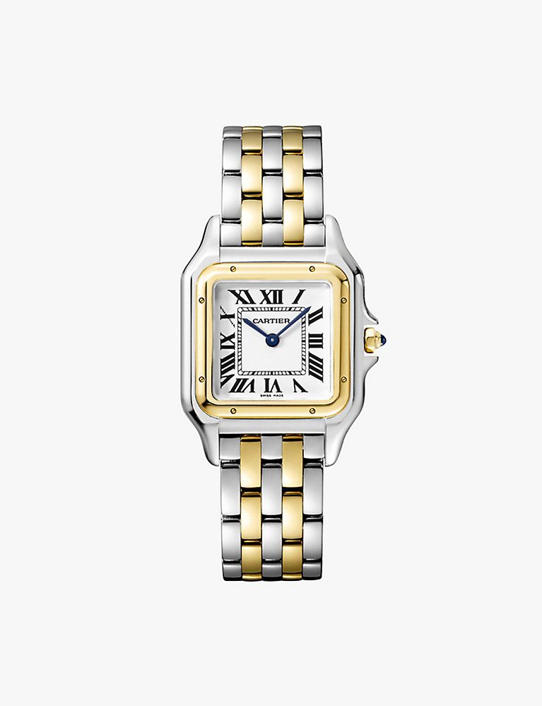 Panthère de Cartier medium 18ct yellow-gold and stainless steel watch | Selfridges