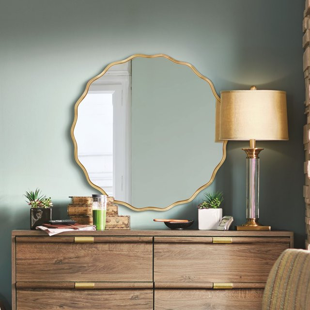 TEWLOSS Round Mirrors Wall Mirror 24" Wavy Mirror for Bathroom Gold Aluminum Alloy Frame - Walmar... | Walmart (US)